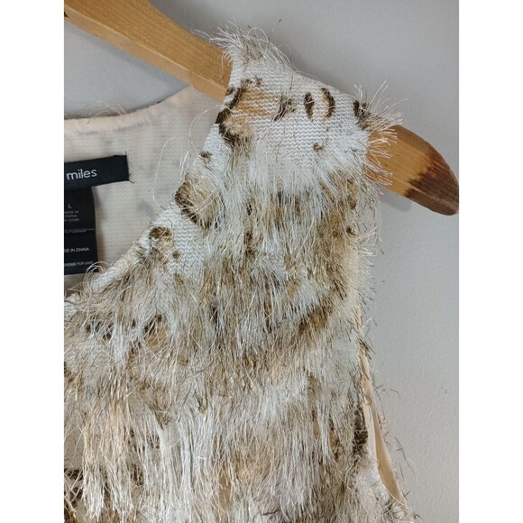 Ali Miles Animal Print Vest Large Fringe Lined Hook & Eye Closure Eyelash - Picture 5 of 9